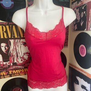 Hot pink / red White House Black Market small lace top / camisole